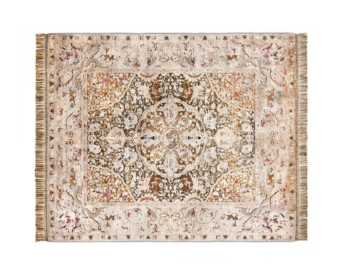 Buy Modern carpet Rug Star Oxidized Hunter No. 01 | LightGreen | SilkFringes